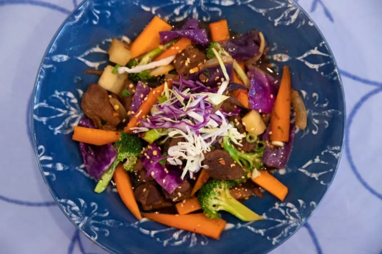 Signature pork adobo dish at Yami Grill restaurant, Mountain View